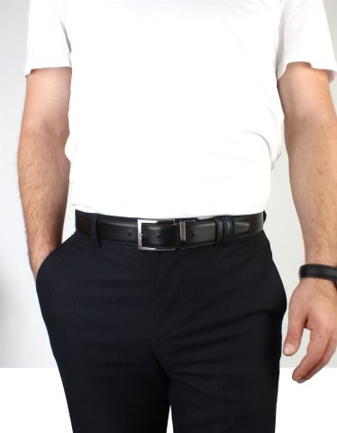 Çift Taraflı Deri Klasik Erkek Kemeri OLM8004 Lacivert