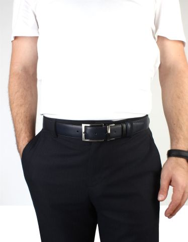 Çift Taraflı Deri Klasik Erkek Kemeri OLM8004 Lacivert