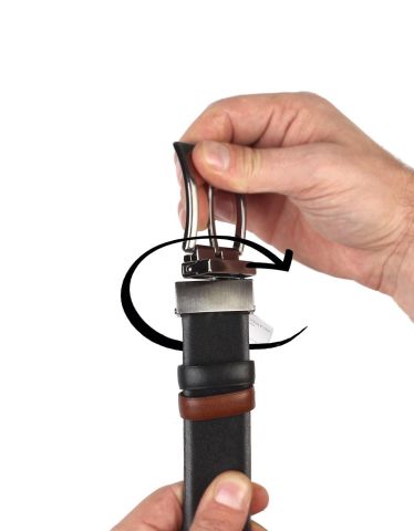 Çift Taraflı Deri Klasik Erkek Kemeri OLM8004 Kahverengi