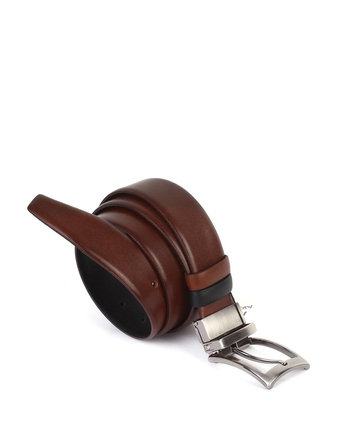 Çift Taraflı Deri Klasik Erkek Kemeri OLM8004 Kahverengi