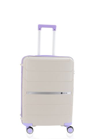 Mçs Polipropilen Valiz 65 CM OLM374 Kemik-Lila