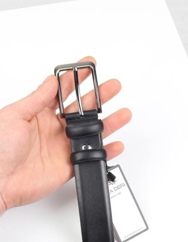 Siyah Klasik Düz Deri Kemer OLM1003