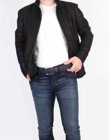 Örgülü Spor Deri Kemer Lacivert