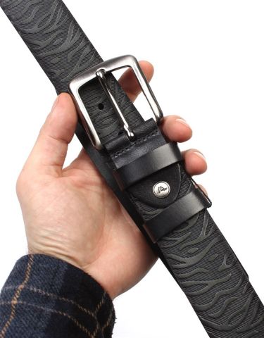 Siyah Hakiki Deri Spor Erkek Kemeri OLM210