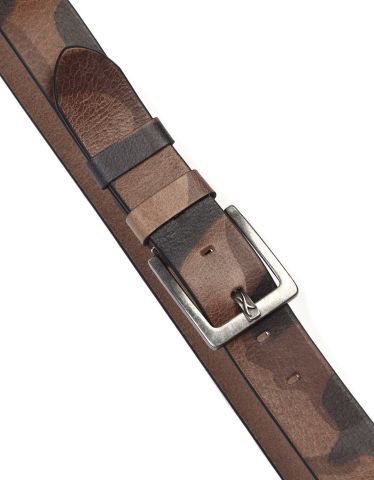 Kamuflaj Spor Deri Kemer Kahverengi