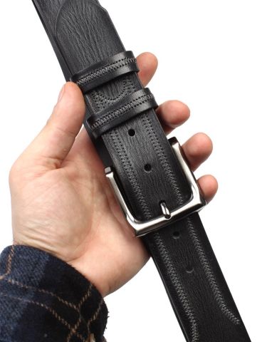 Hakiki Deri Spor Erkek Kemeri OLM189 Siyah