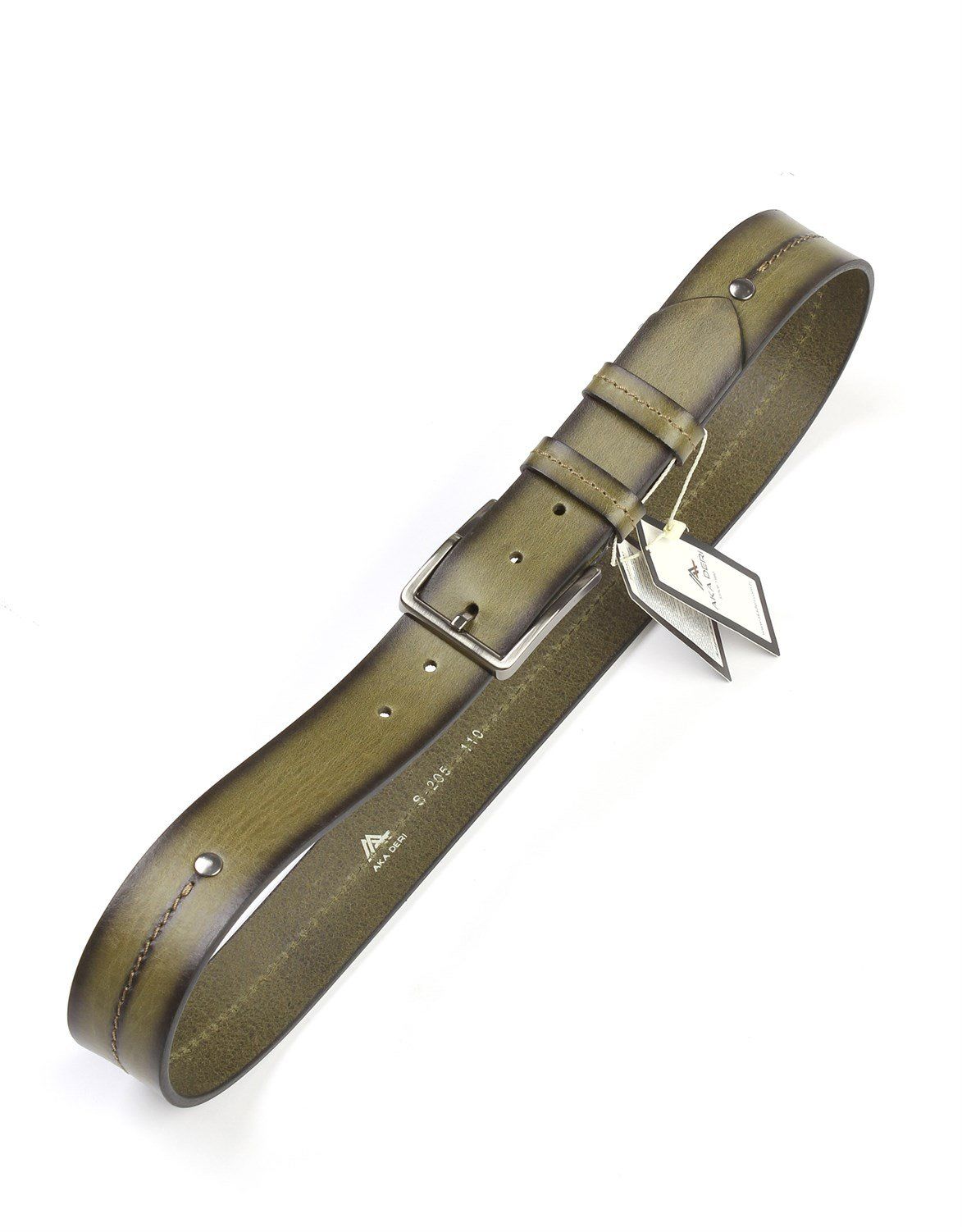 Yeşil Hakiki Deri Spor Erkek Kemeri OLM3017