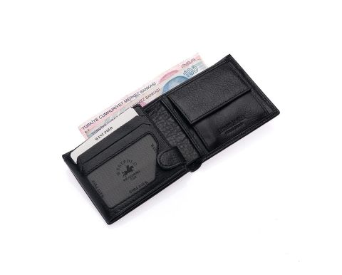 West Polo OLM61 Deri Erkek Cüzdan Siyah Siyah