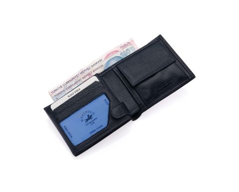 West Polo OLM61 Deri Erkek Cüzdan Siyah Lacivert