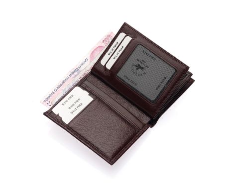 West Polo OLM06 Erkek Hakiki Deri Kartlık & Cüzdan Acı kahve