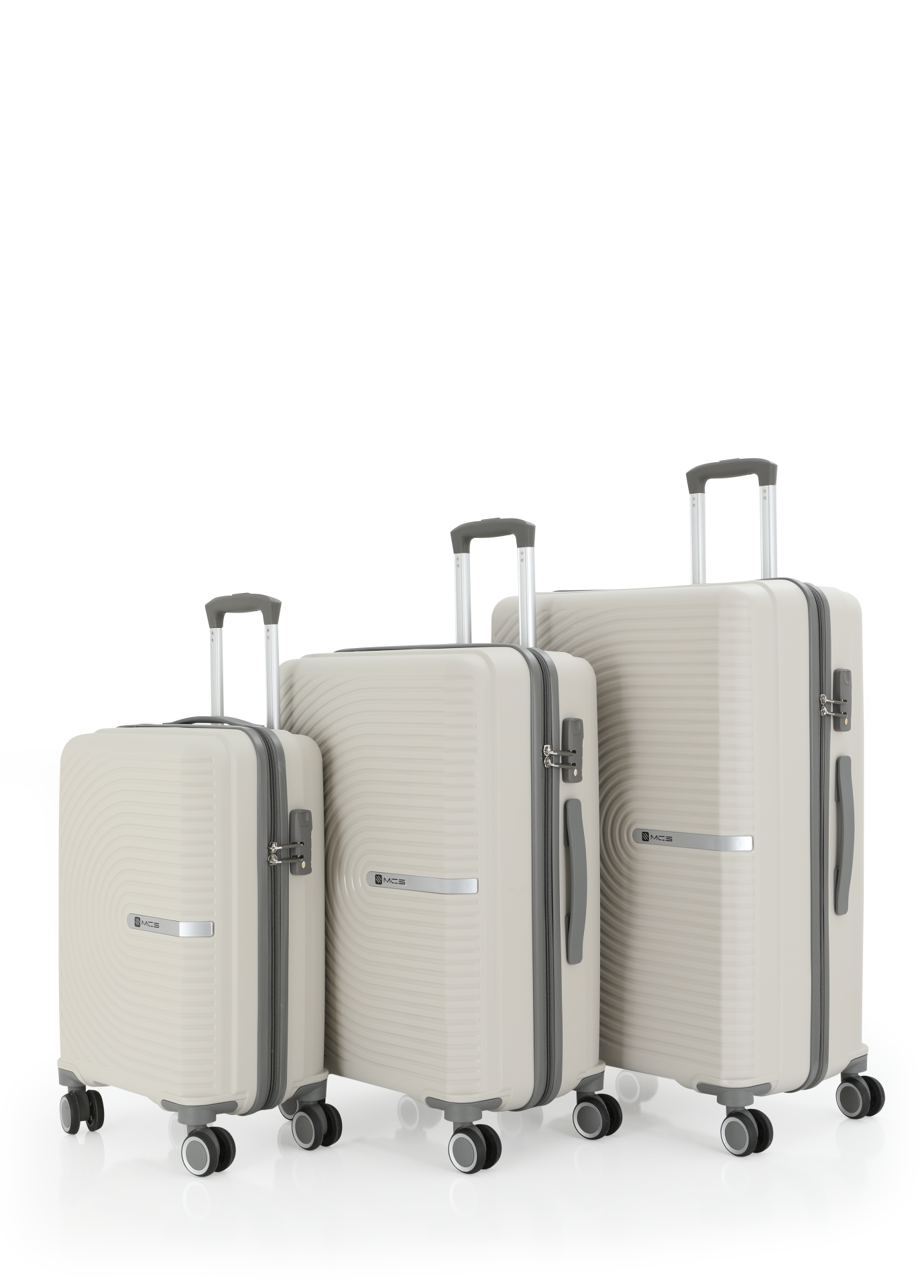 Mçs Üçlü Polipropilen Valiz Seti OLM374 Kemik-Gri