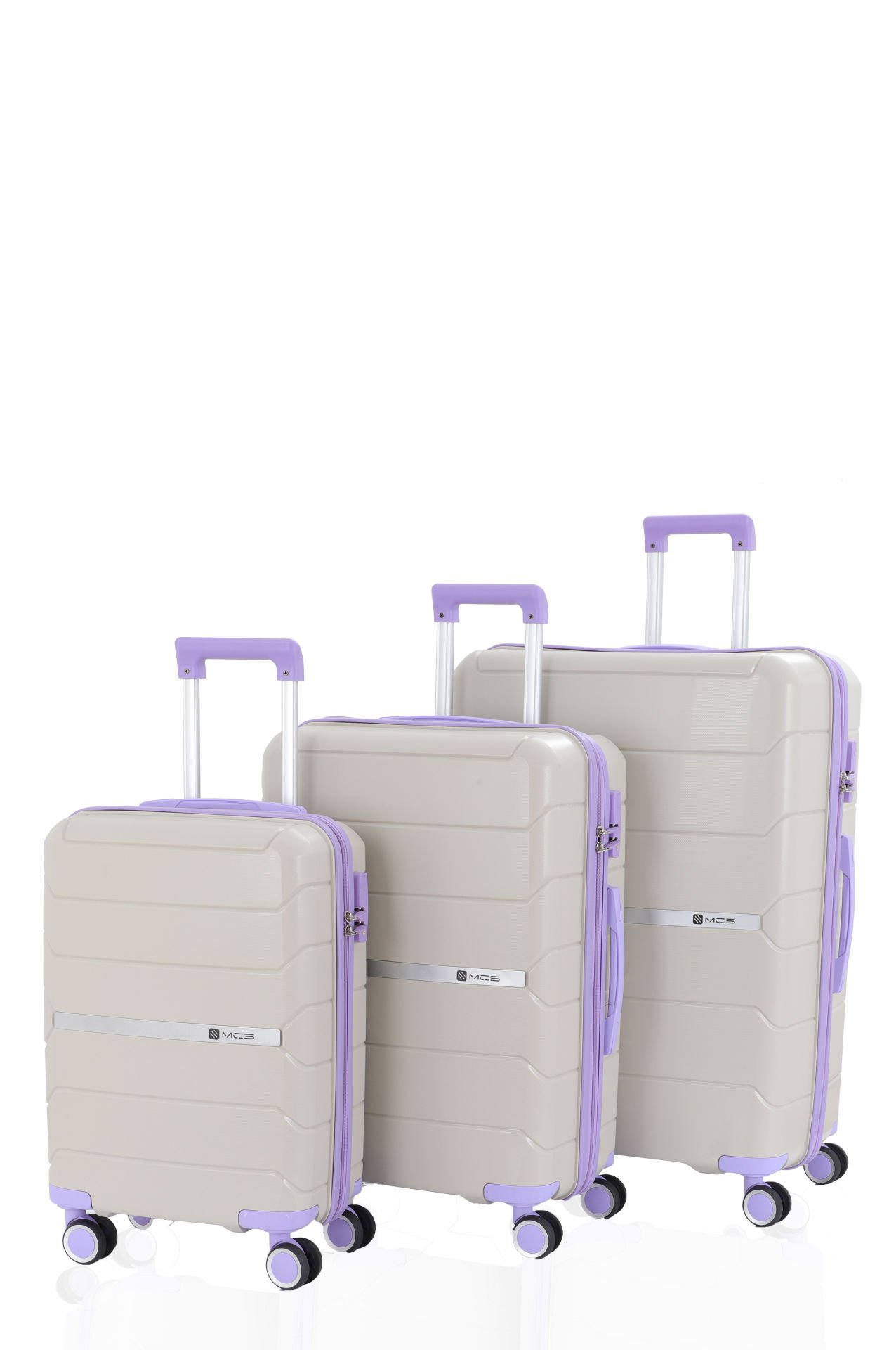 Mçs Üçlü Polipropilen Valiz Seti OLM374 Kemik-Lila