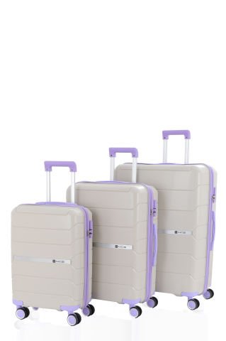 Mçs Üçlü Polipropilen Valiz Seti OLM374 Kemik-Lila