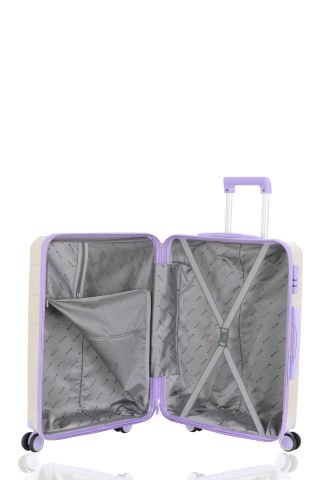 Mçs Üçlü Polipropilen Valiz Seti OLM374 Kemik-Lila