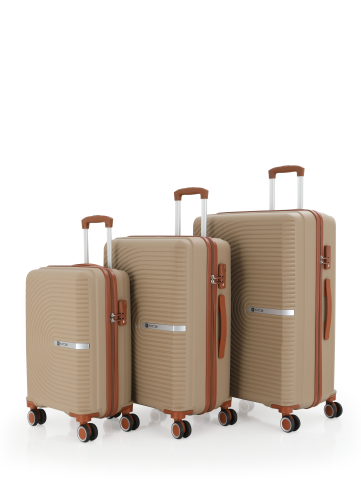 Mçs Üçlü Polipropilen Valiz Seti OLM374 Şampanya-Kahve
