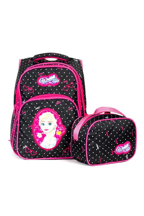 Karakterli Beslenmeli Ilkokul Sırt Çantası Siyah Pembe