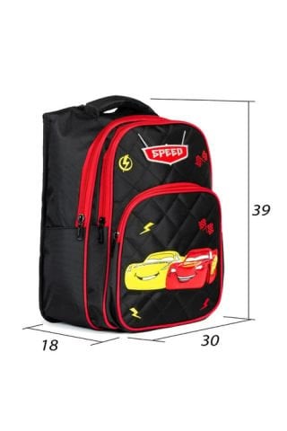 Karakterli Beslenmeli Ilkokul Sırt Çantası Siyah Kırmızı