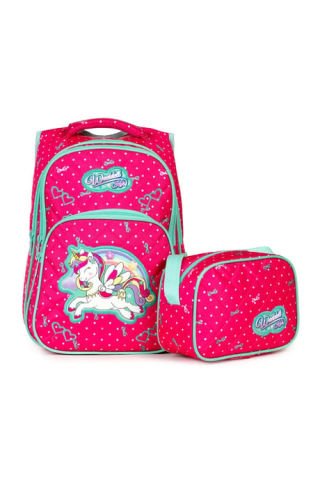 Karakterli Beslenmeli Ilkokul Sırt Çantası Fuşya
