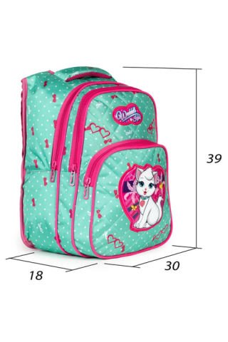 Karakterli Beslenmeli Ilkokul Sırt Çantası Mint Yeşili