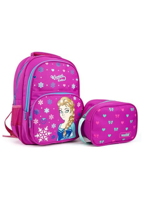 Karakterli Beslenmeli Ilkokul Sırt Çantası Fosforlu Pembe