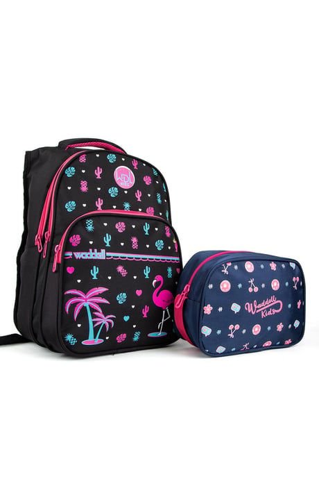 Karakterli Beslenmeli Ilkokul Sırt Çantası Koyu Siyah