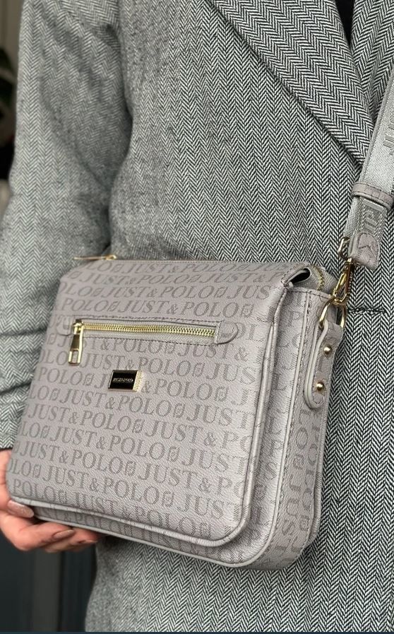 Just Polo 5 Bölmeli Kadın Omuz Çantası Gri