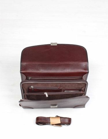 Deri Evrak Çantası OLM255 Kahverengi - Flotter Deri