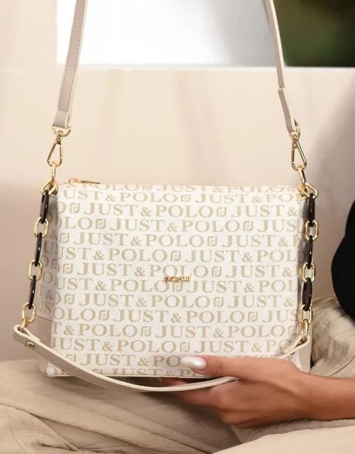 Just Polo Kadın Zincir Detaylı El ve Omuz Çantası Bej