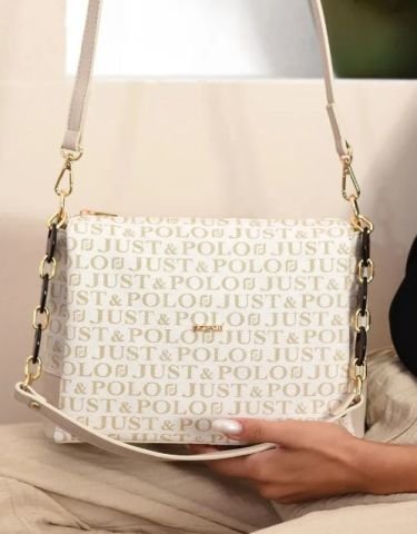 Just Polo Kadın Zincir Detaylı El ve Omuz Çantası Bej