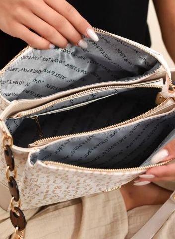 Just Polo Kadın Zincir Detaylı El ve Omuz Çantası Bej