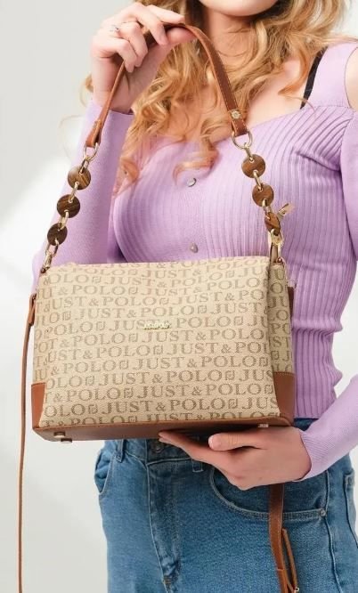 Just Polo Kadın Zincir Detaylı El ve Omuz Çantası Taba