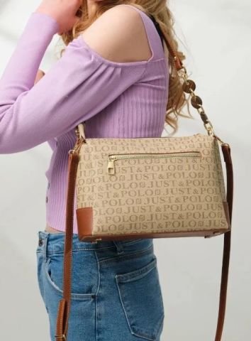 Just Polo Kadın Zincir Detaylı El ve Omuz Çantası Taba