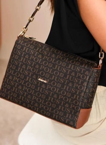 Just Polo Kadın Zincir Detaylı El ve Omuz Çantası Kahverengi