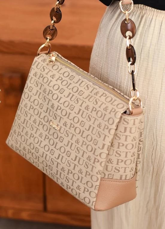 Just Polo Kadın Zincir Detaylı El ve Omuz Çantası Kum