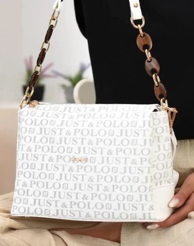 Just Polo Kadın Zincir Detaylı El ve Omuz Çantası Beyaz
