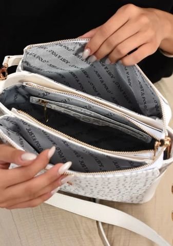 Just Polo Kadın Zincir Detaylı El ve Omuz Çantası Beyaz