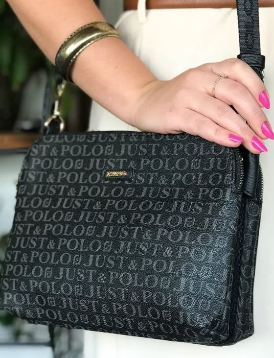 Just Polo 5 Bölmeli Günlük Kullanıma Uygun Büyük Boy Kadın Çapraz Omuz Çantası Siyah