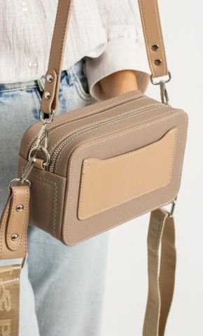 Just Polo Kadın Ayarlanabilir Askılı Mini Kutu Model El Çanta Omuz Çantası Vizon