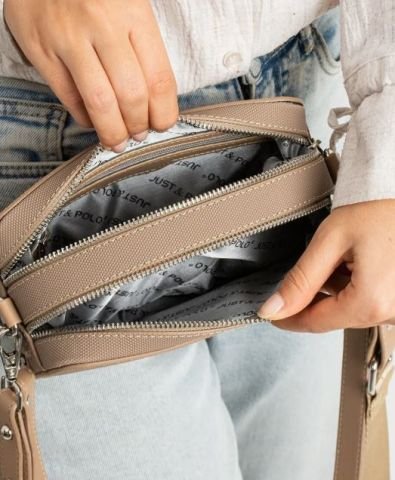 Just Polo Kadın Ayarlanabilir Askılı Mini Kutu Model El Çanta Omuz Çantası Vizon
