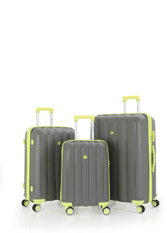 Mçs Üçlü Polipropilen Valiz Seti OLM305 Gri-Açık Sarı