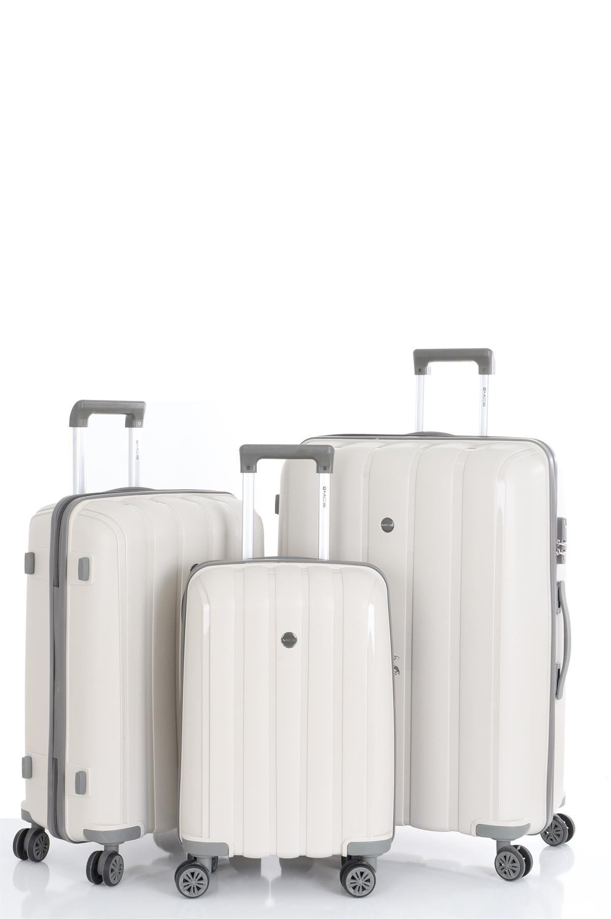 Mçs Üçlü Polipropilen Valiz Seti OLM305 Kemik-Kahve