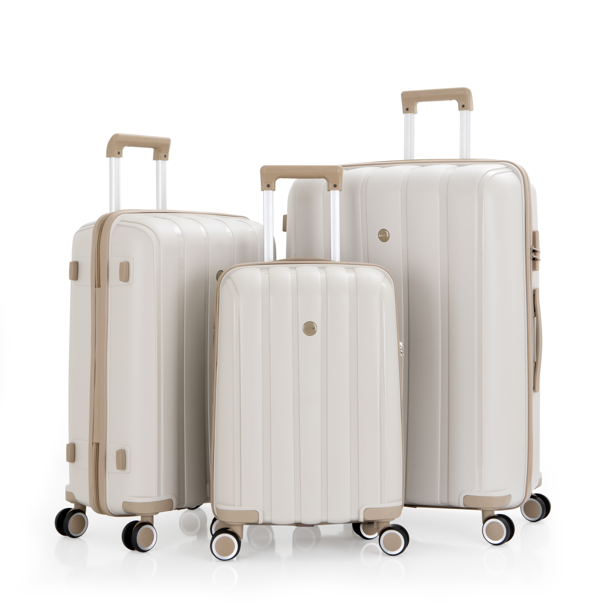 Mçs Üçlü Polipropilen Valiz Seti OLM305 Kemik-Şampanya