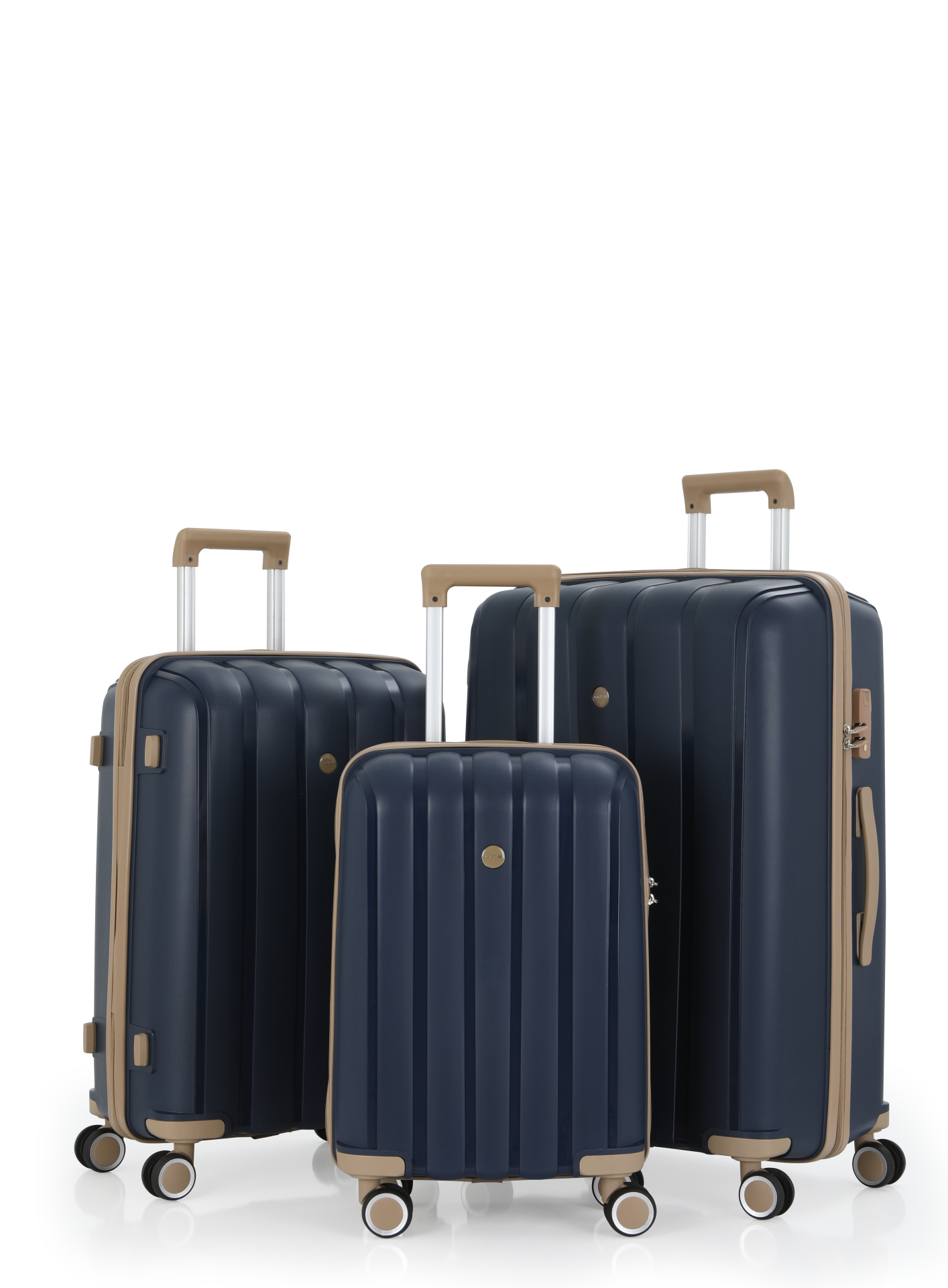 Mçs Üçlü Polipropilen Valiz Seti OLM305 Lacivert-Şampanya