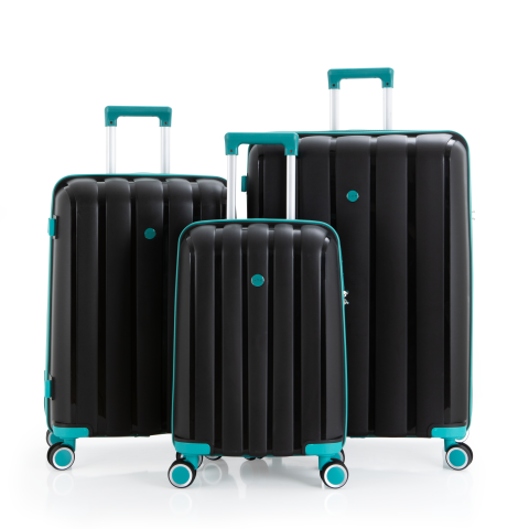 Mçs Üçlü Polipropilen Valiz Seti OLM305 Siyah-Cam Göbeği