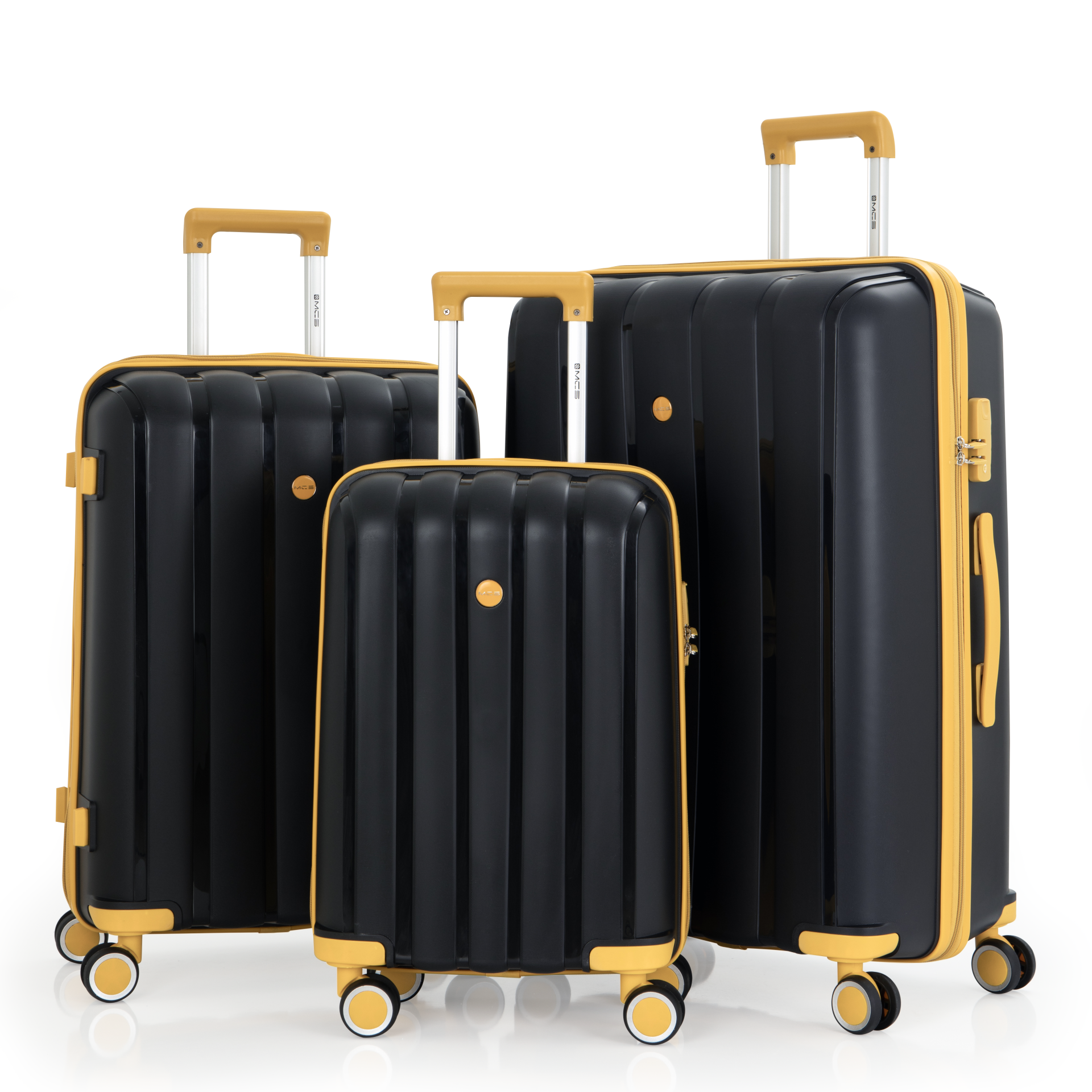 Mçs Üçlü Polipropilen Valiz Seti OLM305 Siyah-Sarı