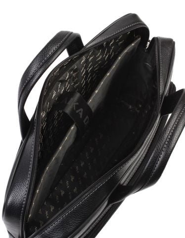 Deri Evrak Çantası OLM247 Siyah - Lazer Desenli