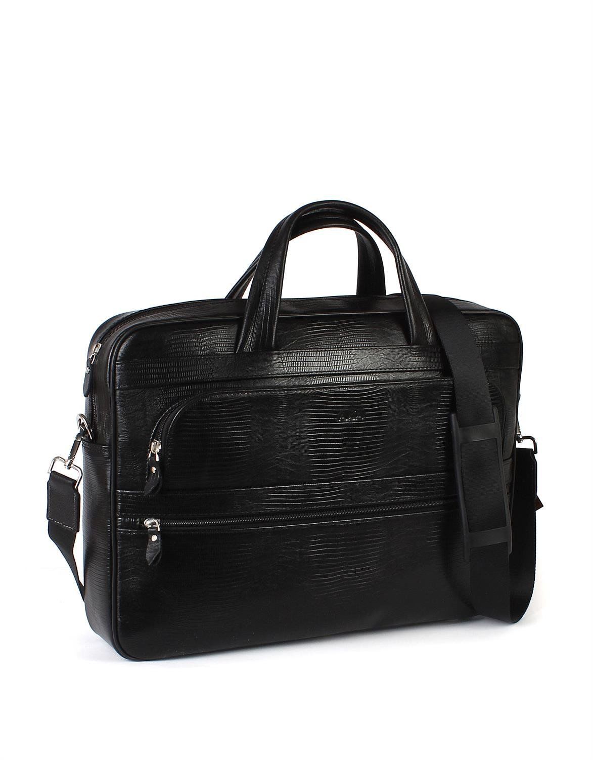 Deri Evrak Çantası OLM247 Siyah - Lazer Desenli