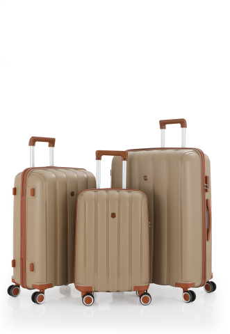 Mçs Üçlü Polipropilen Valiz Seti OLM305 Şampanya-Kahve