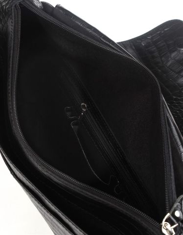 Deri Omuzdan Askılı Çanta OLM230 Siyah - Timsah Desenli