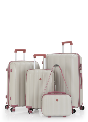 Mçs Polipropilen 4'lü Valiz Seti OLM305 Kemik-Koyu Pudra